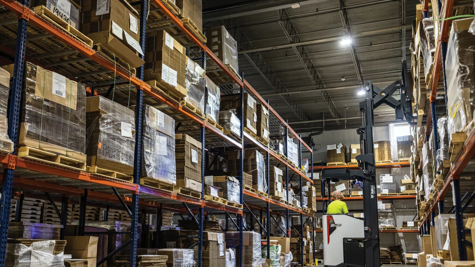 Bobcat forklift on rental in a Northern Virginia warehouse